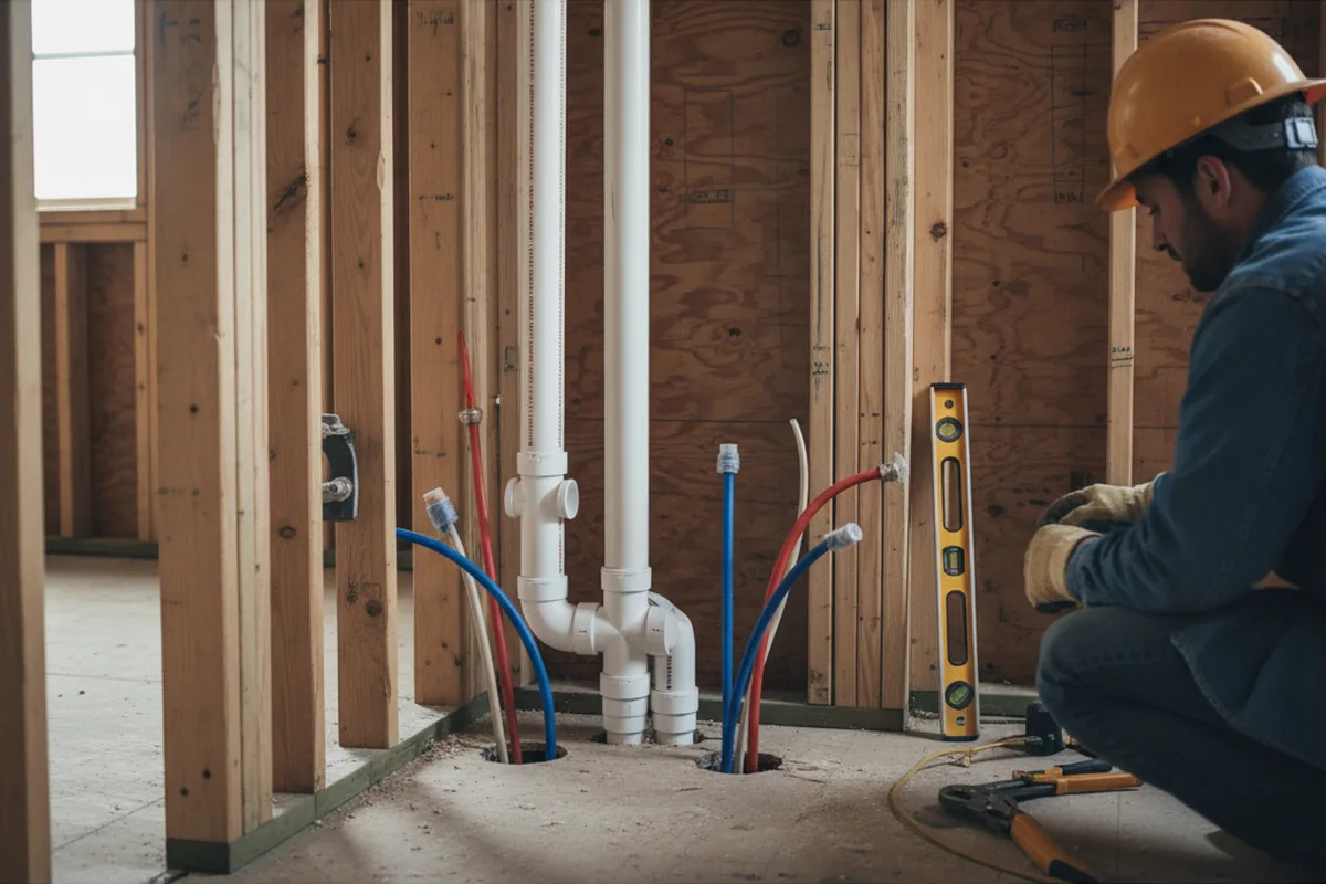 Drain and supply rough-in during Drain Cleaning in Valley