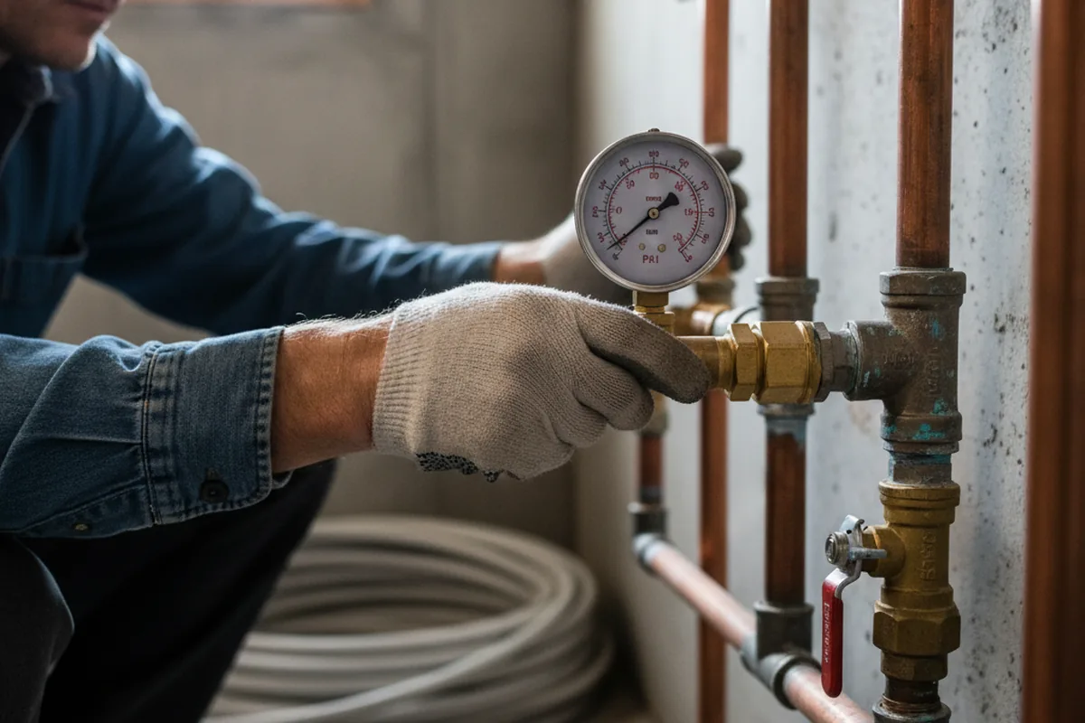 Pressure testing a repaired line during Water Line Repair in Valley
